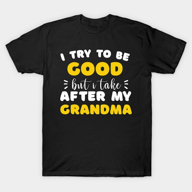 I Try To Be Good But I Take After My Grandma Shirt Kids T-Shirt by David Brown